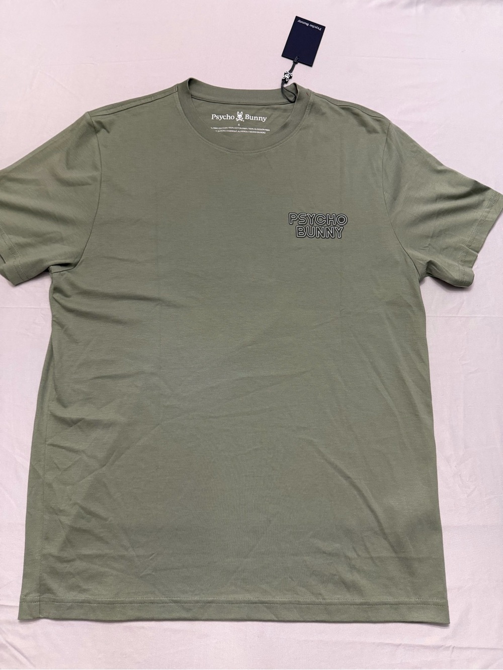 Psycho Bunny Olive Green Chest Logo Short Sleeve Tee